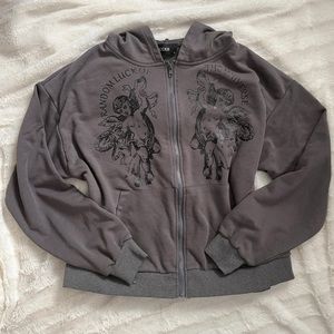 Cider Gray Zip-Up Hoodie